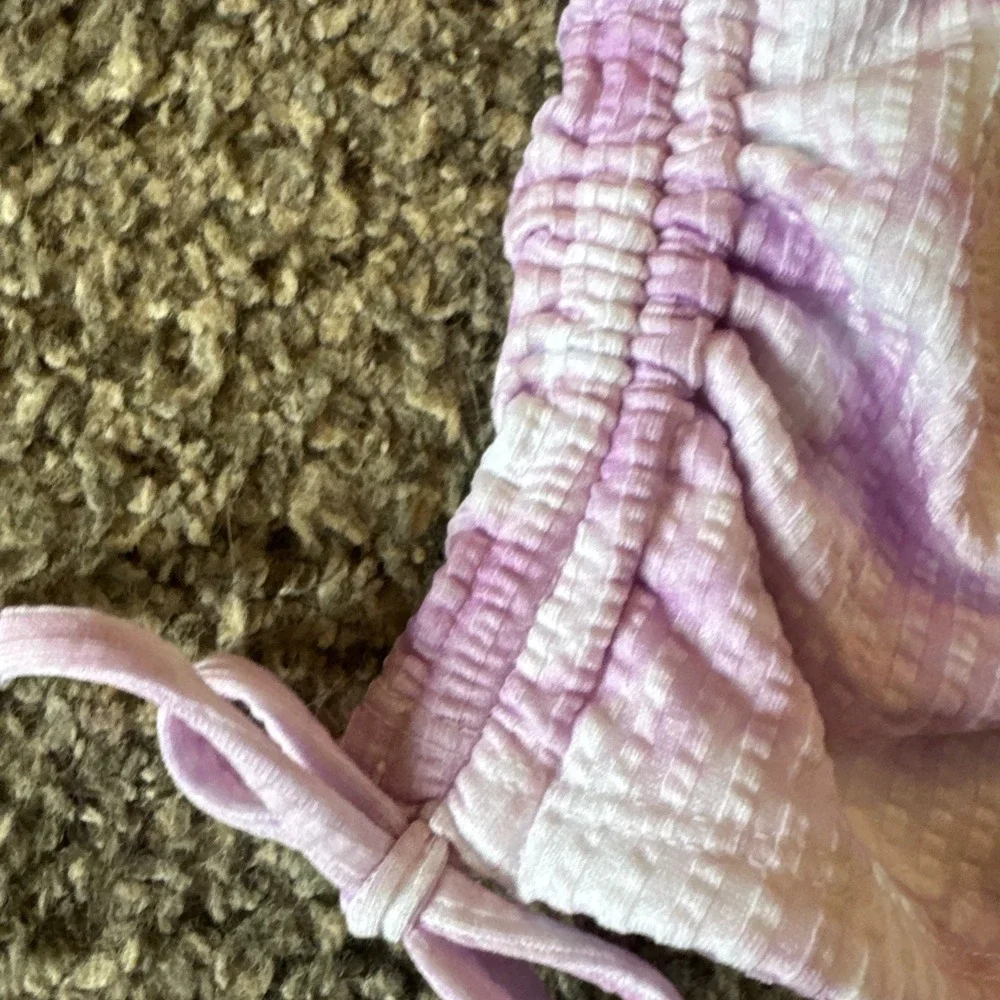 Justice Lavender and White Tie-Dye Ribbed Square-Neck Tank Size Small